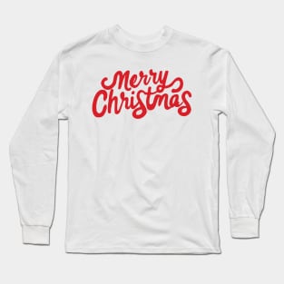 Merry Christmas In Classic Red Font Long Sleeve T-Shirt